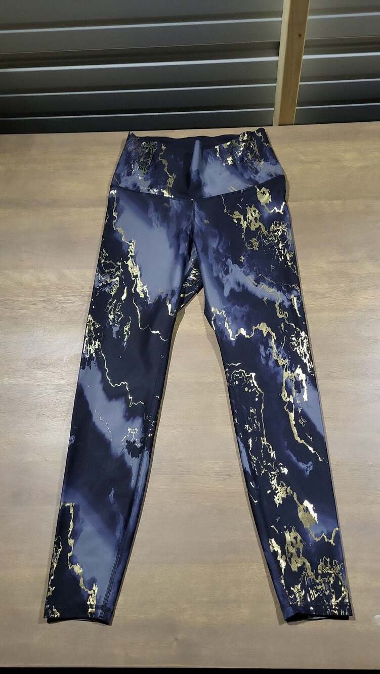 Active PowerSoft Extra High-Rise Go-Dry Leggings in Blue Marble Gold Foil